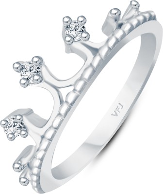 VIGHNAHARTA Empire Crown Ring Alloy Crystal, Cubic Zirconia Rhodium Plated Ring