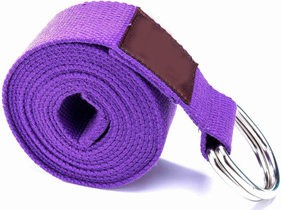 Leosportz Yoga Strap Made from Durable Cotton with Adjustable D-Ring Cotton Yoga Strap(Purple)
