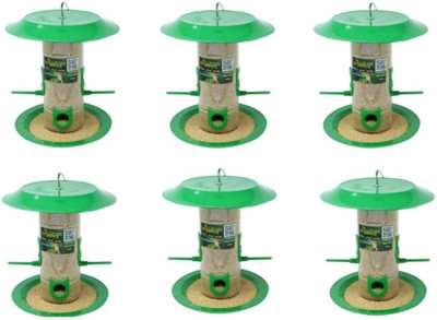 AMIJIVDAYA Medium Bird Food Feeder with hut Both Side Pack of 6 Window Bird Feeder Bird Feeder(Clear, Green)