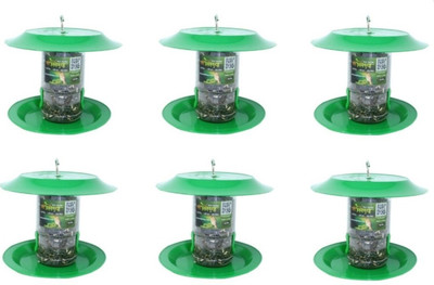 AMIJIVDAYA Small Bird Food Feeder with hut Both Side Pack of 6 Window Bird Feeder Bird Feeder(Clear, Green)