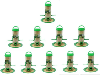 AMIJIVDAYA Medium Bird Feeder With Holding Handle Pack of 10 Window Bird Feeder Bird Feeder(Clear, Green)