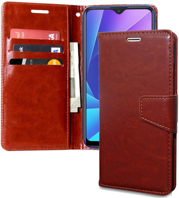 Unistuff Flip Cover for Vivo Y95(Brown, Dual Protection, Pack of: 1)