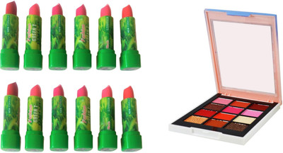 

Miss Boss 12 green tea longlasting waterproof lipstick and color school eyeshadow 12 gm combo(Set of 2)