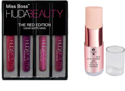 

Miss Boss lipstick red edition 16 ml and Stick Concealer Vitamin-E & Filter Conceal Highlighter combo(Set of 2)