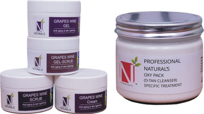 

NATURAL GRAPES-WINE FACIAL KIT 300GM EACH WITH D-TAN 400GM(Set of 5)