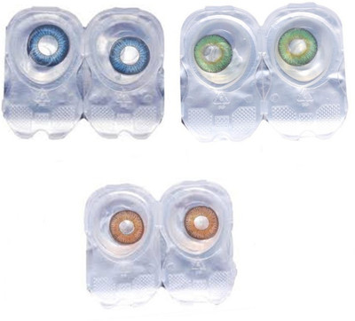 

Drr teleservices Zero power monthly lense Monthly Contact Lens(0, Blue, Green, Hazal, Pack of 3)