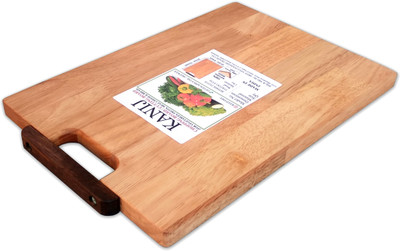 KANIJ Chopping Board Wooden With Handle Vegetables Fruits Meat Cheese Bread Pizza Wood Cutting Board(Beige Pack of 1 Dishwasher Safe)