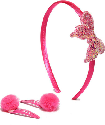 

Ayesha Kids Pink Glitter Embellished Hair Band & Pink Hair Clip Hair Accessory Set(Pink)