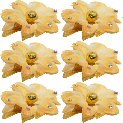 

MORGES Hair Flower Juda Clips For Women And Girls Bun Decoration Set Of 6, Pack Of 1 Hair Clip(Yellow)