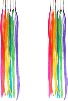 

FOK Set Of 12 Multi Color Streaks For Theme Party And Halloween For Kids (Bright) Hair Extension
