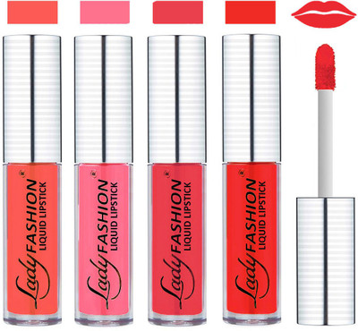 

Lady Fashion College Girls Sensational Matte Kiss Proof Liquid Lipstick(Peach Nude, Peach, Pink, Milky Red)