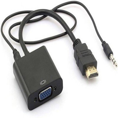 

India IoT Shop TV-out Cable HDMI Male to VGA Female HDMI to VGA Video Audio Converter Adapter Cables HDMI to VGA Cable HD 1080P for PC Laptop Xbox 360(Black, For Laptop, 0.15 m)