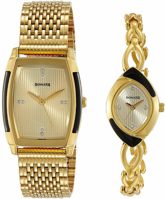 Sonata NH70808069YM01C Analog Watch - For Couple
