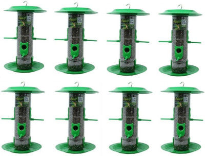 AMIJIVDAYA Large Bird Food Feeder with hut Both Side Pack of 8 Window Bird Feeder Bird Feeder(Clear, Green)