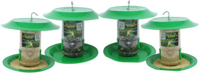 AMIJIVDAYA Small Bird Food Feeder with hut Both Side Pack of 4 Window Bird Feeder Bird Feeder(Clear, Green)