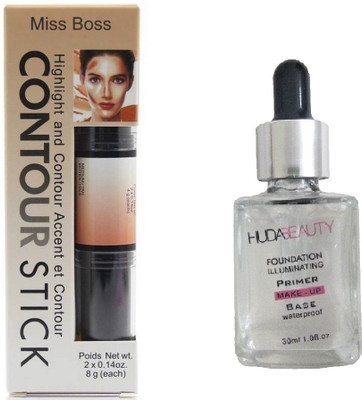 

Miss Boss hb foundation primer 30ml and kb contour stick 2 in1 Concealer combo(Set of 2)