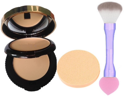 

ADJD OIL CONTROL COMPACT POWDER WITH ULTRA SOFT DOUBLE HEAD MAKEUP BRUSH(Set of 3)