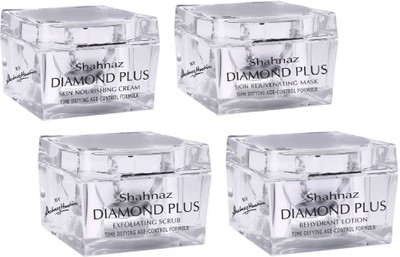 

Shahnaz Husain Diamond Plus Skin (Nourishing Cream (40gm) + Rejuvenating Mask (50gm) + Scrub (40gm) + Lotion (40gm))(Set of 4)