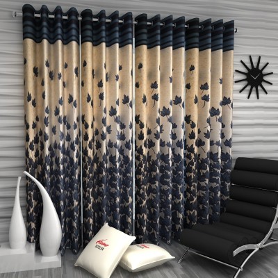 Home Sizzler 152 cm (5 ft) Polyester Semi Transparent Window Curtain (Pack Of 4)(Floral, Grey)