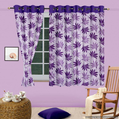 

Cortina 150 cm (5 ft) Polyester Window Curtain (Pack Of 2)(Striped, Purple)