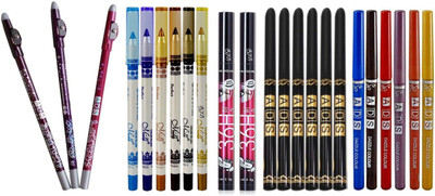 

Rtb Perfect black & multicolor eyeliner, black kajal,multicolor lip liner combo of 23 23 ml(Multicolor)