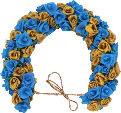 

MORGES Artificial Flower Hair Gajra For Bridal Bun Decoration, Light Blue, Pack Of 1 Hair Accessory Set(Blue)