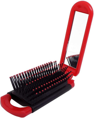 

WIZME Folding hair brush with mirror for women and girls