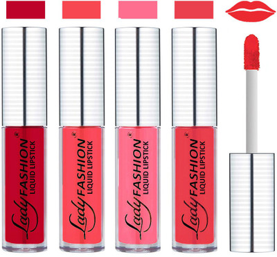 

Lady Fashion College Girls Sensational Matte Kiss Proof Liquid Lipstick(Violet, Orange, Peach, Pink)
