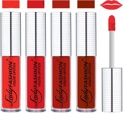 

Lady Fashion College Girls Sensational Matte Kiss Proof Liquid Lipstick(Orange, Anemone Soft, Vermillion Crush, Coffeine Kiss)