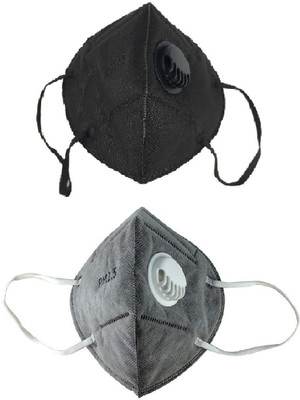 

mra fashion PM2.5 Black, Grey 2 piece mask Anti Pollution Face Mask with Activated Carbon- Filter, PM2.5 Filtration, Adjustable Nose Clip: for Men/Women BG-2 Mask