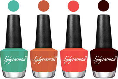 

Lady Fashion Most Alluring High Gloss Effect Matte Nail Polish Combo ( Set of 4 ) Green , Almond, Pumpkin, Maroon(Pack of 4)