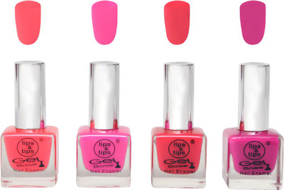 

Lips & Tips Gel base Matte Finish Nail Polish Combo set of 4 - Valentine Pink, Hot Pink, Neon Pink, Magenta Multicolor(Pack of 4)