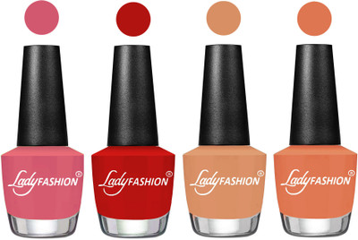 

Lady Fashion Most Alluring High Gloss Effect Matte Nail Polish Combo ( Set of 4 ) Violine Dawn, Orange, Camel Fantasy,Flirty Nude(Pack of 4)