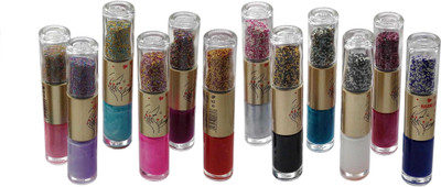 

One Personal Care 2 in 1 Caviar Nail Art Polish (Combo of 12) A Series Pink, Red, Blue, White, Black, Purple, Maroon(Pack of 12)