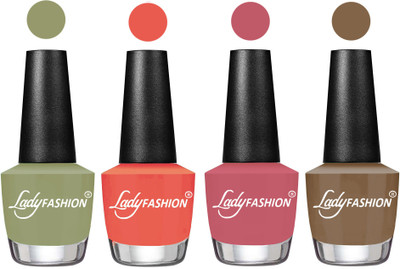 

Lady Fashion Most Alluring High Gloss Effect Matte Nail Polish Combo ( Set of 4 ) Magic Nude , Carrot, Nude Pink, Brown Beige(Pack of 4)