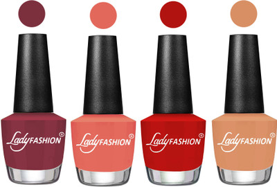 Lady FASHION Most Alluring High Gloss Effect Matte Nail Polish Combo ( Set of 4 ) Mauve, Peach, Orange, Camel Fantasy(Pack of 4)