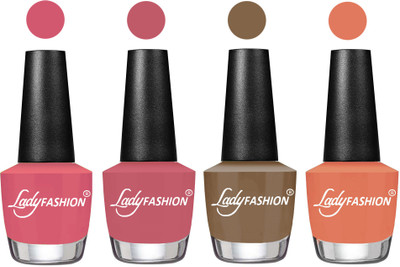 

Lady Fashion Most Alluring High Gloss Effect Matte Nail Polish Combo ( Set of 4 ) Violine Dawn, Nude Pink, Brown Beige, Coral(Pack of 4)
