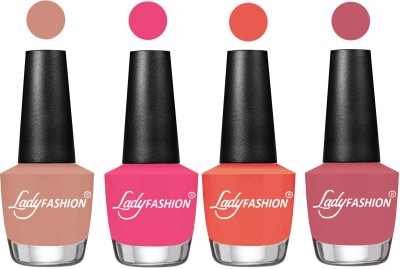 

Lady Fashion Most Alluring High Gloss Effect Matte Nail Polish Combo ( Set of 4 ) Nude , Bright Pink, Carrot, Nude Pink(Pack of 4)