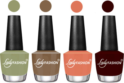 

Lady Fashion Most Alluring High Gloss Effect Matte Nail Polish Combo ( Set of 4 ) Magic Nude , Brown Beige, Coral, Plum(Pack of 4)