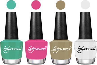 

Lady Fashion Most Alluring High Gloss Effect Matte Nail Polish Combo ( Set of 4 ) Green , Magenta, Nude Flair, White(Pack of 4)