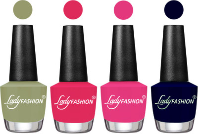 

Lady Fashion Most Alluring High Gloss Effect Matte Nail Polish Combo ( Set of 4 ) Magic Nude, Strawberry, Pink, Blue(Pack of 4)