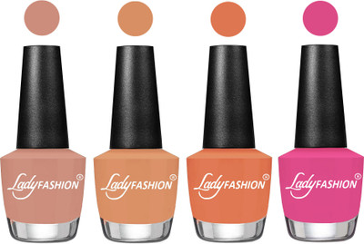 

Lady Fashion Most Alluring High Gloss Effect Matte Nail Polish Combo ( Set of 4 ) Nude , Camel Fantasy, Flirty Nude, Magenta(Pack of 4)