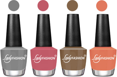 

Lady Fashion Most Alluring High Gloss Effect Matte Nail Polish Combo ( Set of 4 ) Grey, Nude Pink, Brown Beige, Coral(Pack of 4)