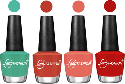 

Lady Fashion Most Alluring High Gloss Effect Matte Nail Polish Combo ( Set of 4 ) Green , Light Copper, Peach, Orange(Pack of 4)