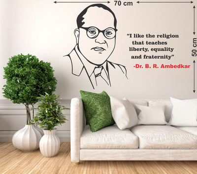 Remer 45 cm Great leader Ambedkar walldecals with Quotes Self Adhesive Sticker(Pack of 2)