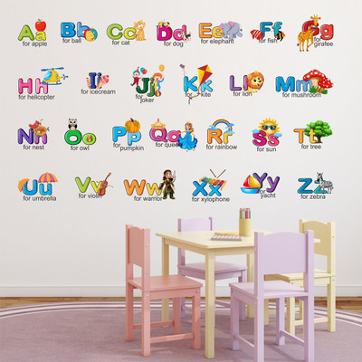 TRIDENT 120 cm Colorful Alphabets Removable Sticker(Pack of 1)