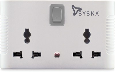 Syska 4 Way Power Plug 4  Socket Extension Boards  (Grey, White)