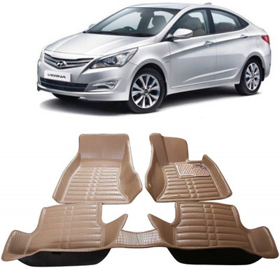 AUTOGARH Plastic 5D Mat For  Hyundai Fluidic Verna 4S(Beige)