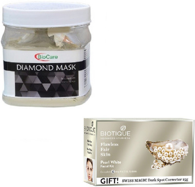 

Biocare DIAMOND MASK 500GM WITH BIOTIQUE PEARL WHITE FACIAL KIT 65GM(Set of 2)