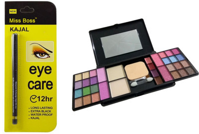 Miss Boss fashion makeup kit and 1 waterproof kajal (black) combo(Set of 2)